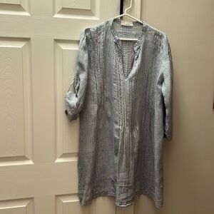 CP Shades Chambray/Cream Stripe Linen Regina Tunic